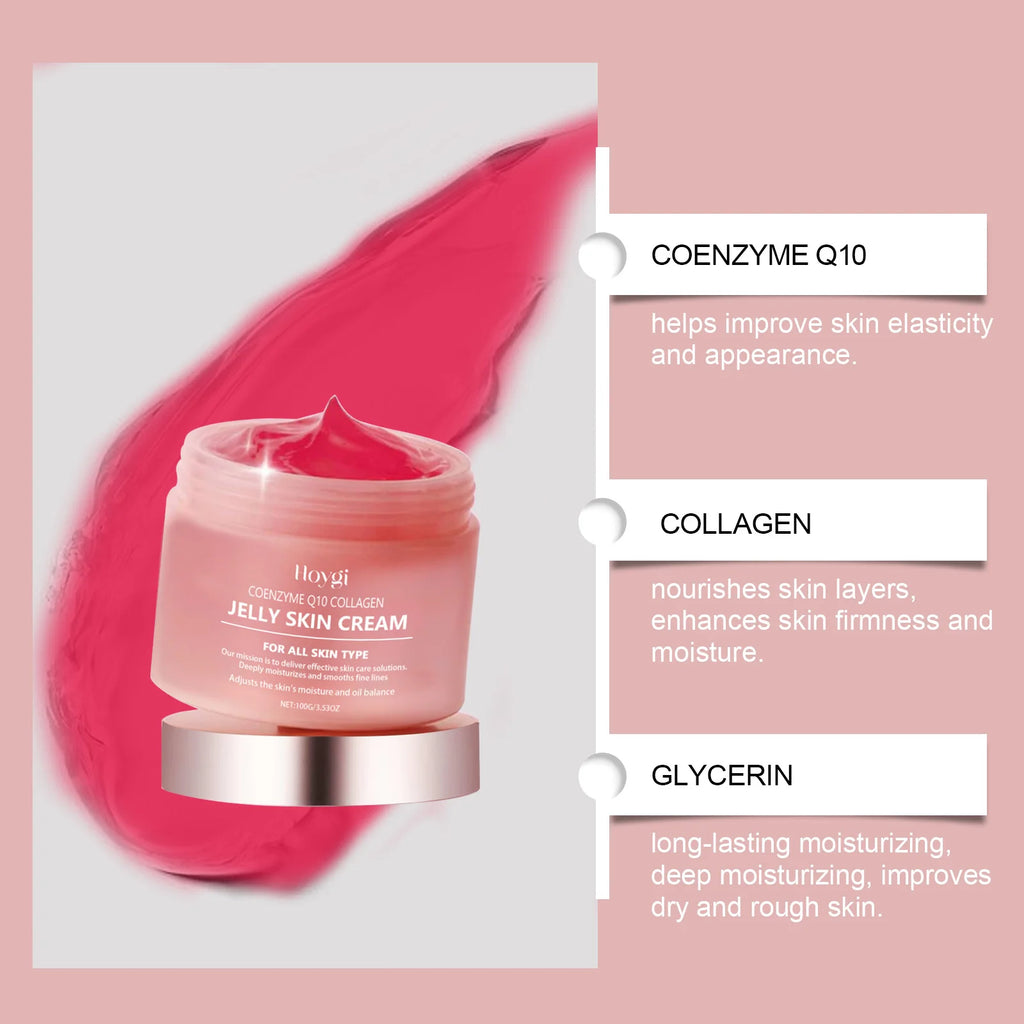 Collagen Jelly Cream Deeply Moisturizing Smooth Skin Tightening Fade Fine Lines Soothing Brightening Hydrating Facial Gel Cream